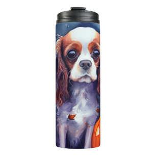 Halloween Cavalier King Charles Spaniel Pumpkins Thermal Tumbler
