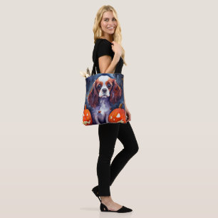 Halloween Cavalier King Charles Spaniel Pumpkins Tote Bag