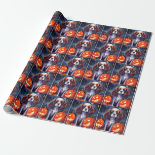 Halloween Cavalier King Charles Spaniel Pumpkins Wrapping Paper