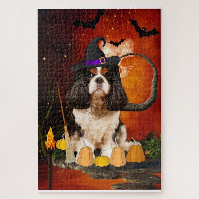 Halloween Cavalier King Dog Jigsaw Puzzle (Vertical)