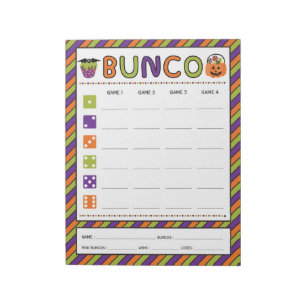 Halloween Celebration Bunco Game Score Card Notepad