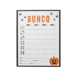 Halloween Celebration Bunco Game Score Card Notepad