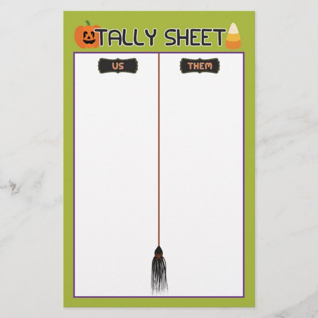 Halloween Celebration Bunco Game Tally Sheet (Front)