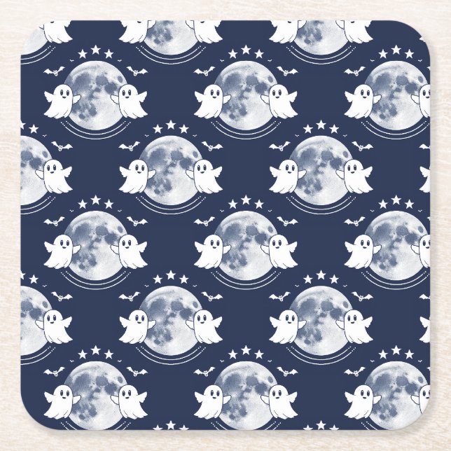 Halloween celebration square paper coaster (Front)