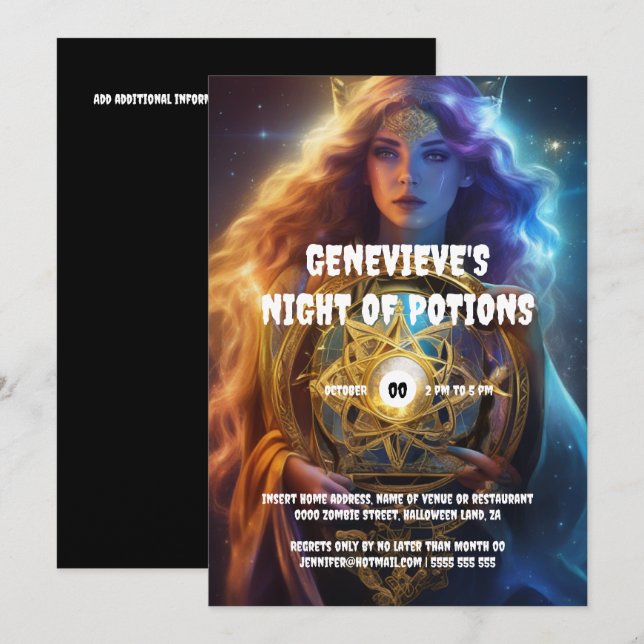 Halloween celtic witch fantasy fortune teller girl invitation (Front/Back)