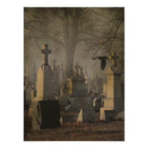 Halloween Cemetery Crows Photo Print