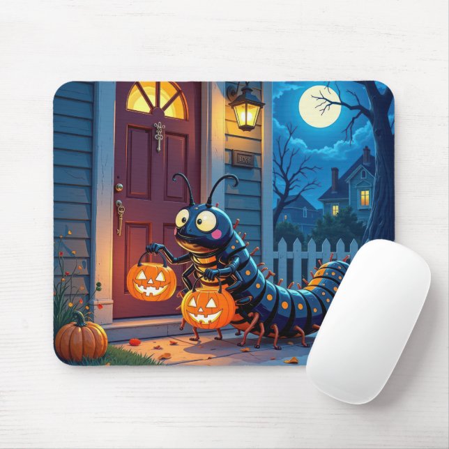 Halloween Centipede Trick or Treating Mouse Mat (With Mouse)