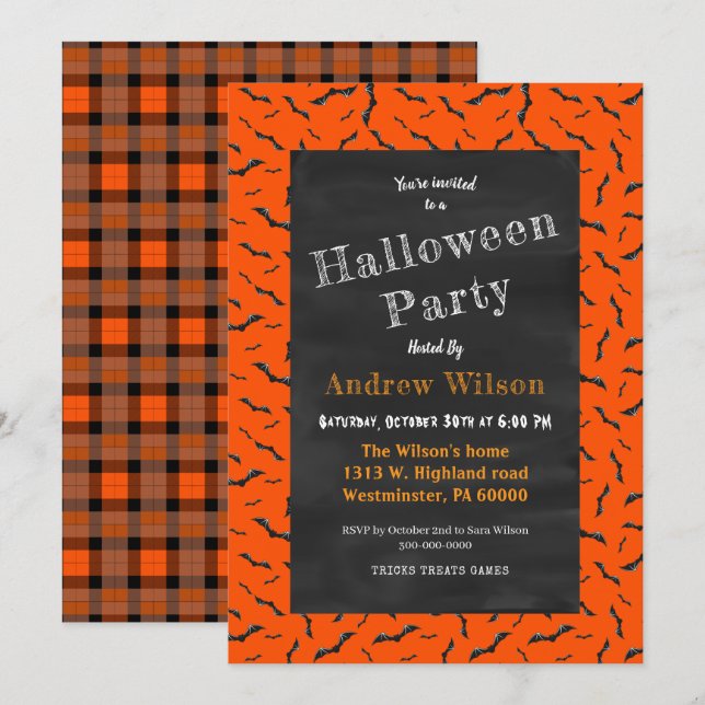 Halloween Chalkboard  Invitation (Front/Back)