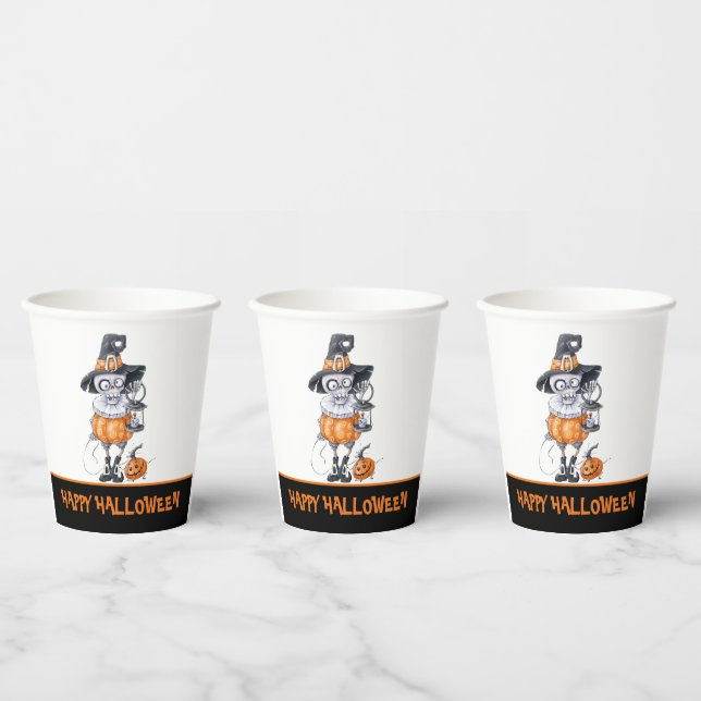 Halloween Character Custom Text Paper Cups (Multi)