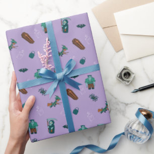 Halloween Character Pattern Gift Wrap 🦇🕸️