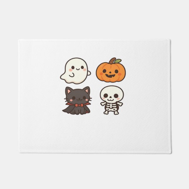 Halloween Characters – Ghost, Pumpkin, Black Cat & Doormat (Front)