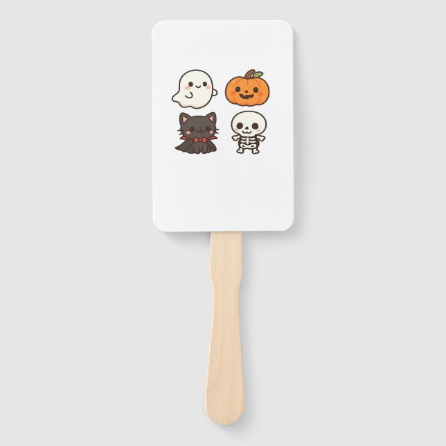 Halloween Characters � Ghost, Pumpkin, Black Cat & Hand Fan (Front)