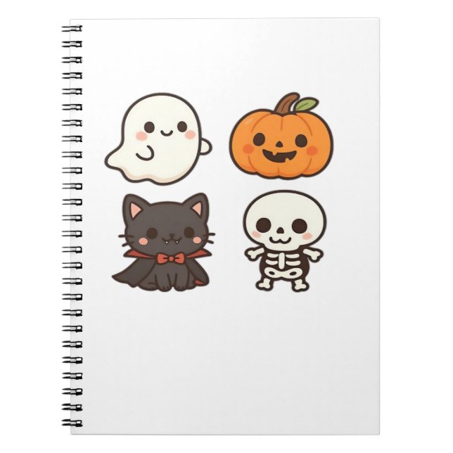 Halloween Characters � Ghost, Pumpkin, Black Cat & Notebook (Front)