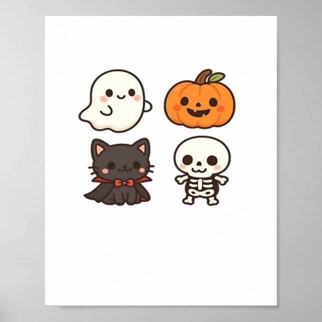 Halloween Characters – Ghost, Pumpkin, Black Cat & Poster (Front)