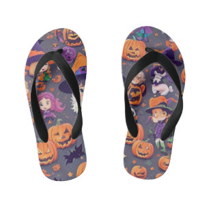 Halloween Characters Kid's Flip Flops