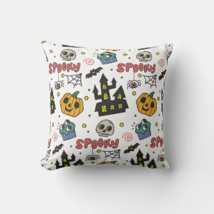 Halloween Characters: Whimsical Seamless Pattern Cushion
