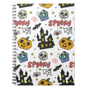 Halloween Characters: Whimsical Seamless Pattern Notebook
