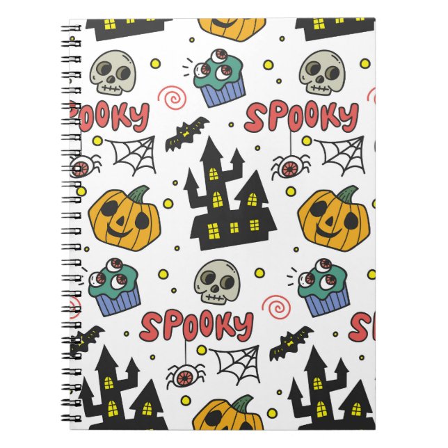Halloween Characters: Whimsical Seamless Pattern Notebook (Front)