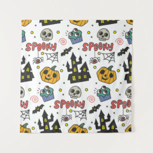 Halloween Characters: Whimsical Seamless Pattern Tapestry