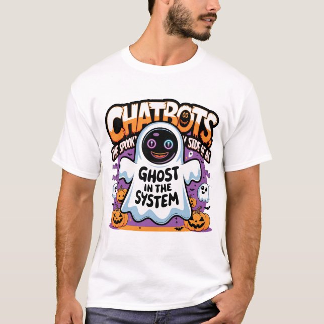 🤖Halloween Chatbot AI Funny Ghost In Machine 👻🎃 T-Shirt (Front)
