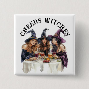 Halloween Cheer Witches Girl's Night Out 15 Cm Square Badge