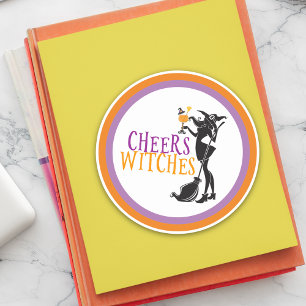 Halloween Cheer Witches Girl's Night Out Classic Round Sticker