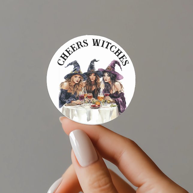 Halloween Cheer Witches Girl's Night Out Classic Round Sticker (Creator Uploaded)