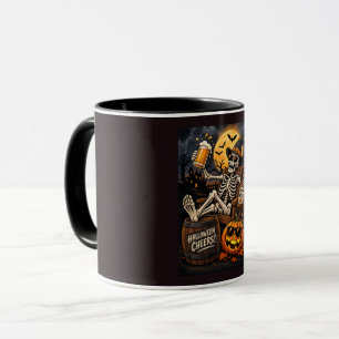 Halloween Cheers! Mug, Chilling Skeleton with Beer Mug