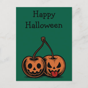Halloween Cherry Jack-o-Lanterns  Holiday Postcard