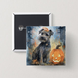 Halloween Chesapeake Bay Terrier With Pumpkins 15 Cm Square Badge
