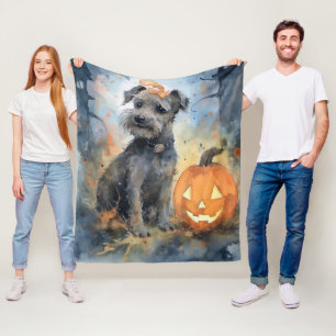 Halloween Chesapeake Bay Terrier With Pumpkins Fleece Blanket