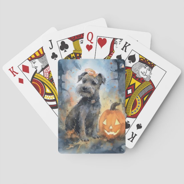 Halloween Chesapeake Bay Terrier With Pumpkins Playing Cards (Back)