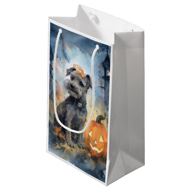 Halloween Chesapeake Bay Terrier With Pumpkins Small Gift Bag (Front Angled)