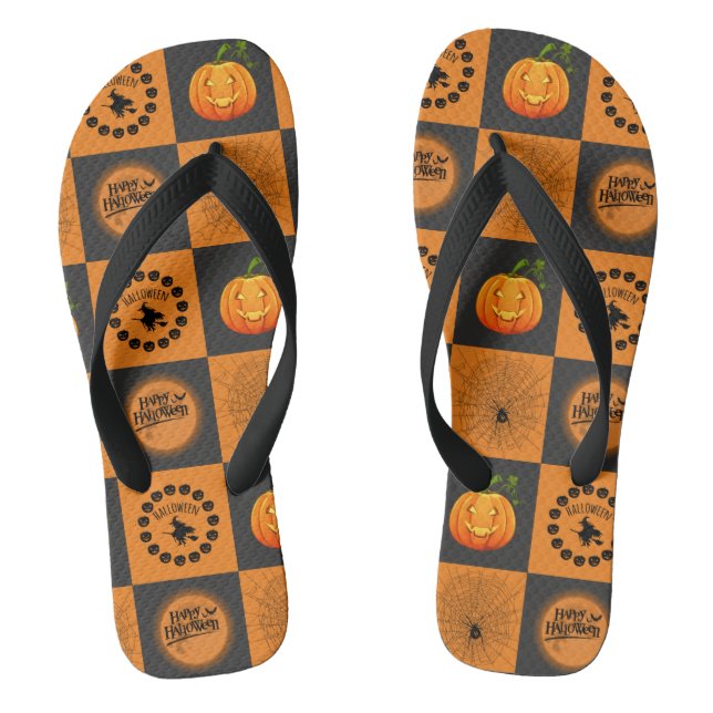 Halloween Chessboard Flip Flops (Footbed)