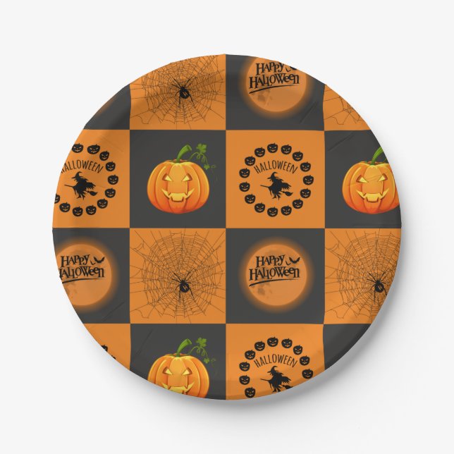 Halloween Chessboard Paper Plate (Front)