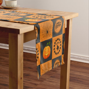 Halloween Chessboard Short Table Runner