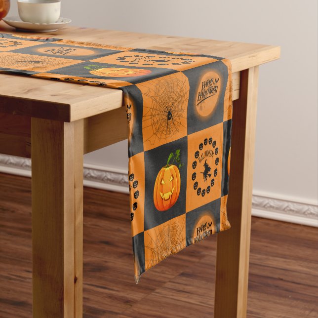 Halloween Chessboard Short Table Runner (In Situ)