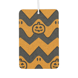 Halloween Chevron Pattern with Ghosts and Pumpkins Car Air Freshener