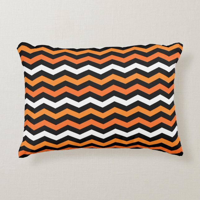 Halloween Chevron Stripe Accent Pillow (Front)
