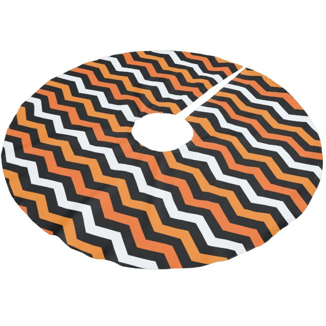 Halloween Chevron Stripe Brushed Polyester Tree Skirt (Angled)