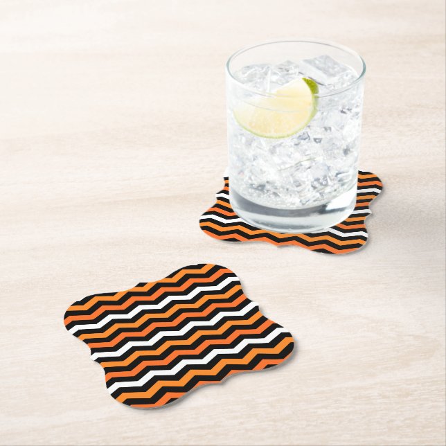 Halloween Chevron Stripe Paper Coaster (Insitu)