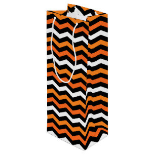 Halloween Chevron Stripe Wine Gift Bag