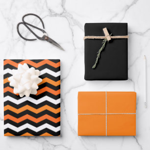 Halloween Chevron Stripe Wrapping Paper Sheets