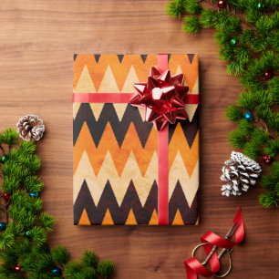 Halloween Chevron Zigzag Pattern – Orange & Black Wrapping Paper