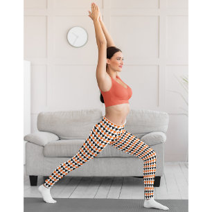Halloween Chic Orange White Black Pattern Costume Leggings