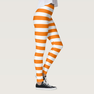 Halloween Chic Orange White Stripes Witch Costume Leggings