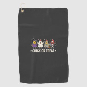 Halloween Chick or Treat Funny Chicken Costume Des Golf Towel