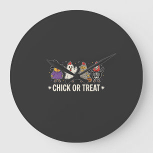 Halloween Chick or Treat Funny Chicken Costume Des Large Clock