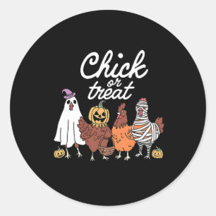Halloween Chick Or Treat Funny Ghost Chicken Lady Classic Round Sticker