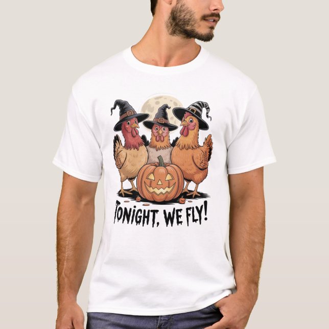Halloween Chicken Fall Farm Animals T-Shirt (Front)